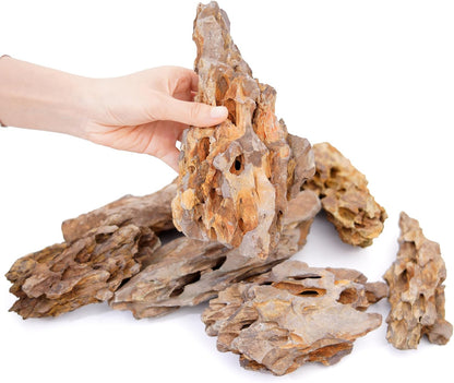 6-8 Inches Natural Dragon Stone 6 PCS Aquarium Rocks for Aquascaping, Aquarium Landscaping, Terrariums, Fish Tank Decoration, Vivariums, Paludarium, Reptile and Amphibian Enclosures