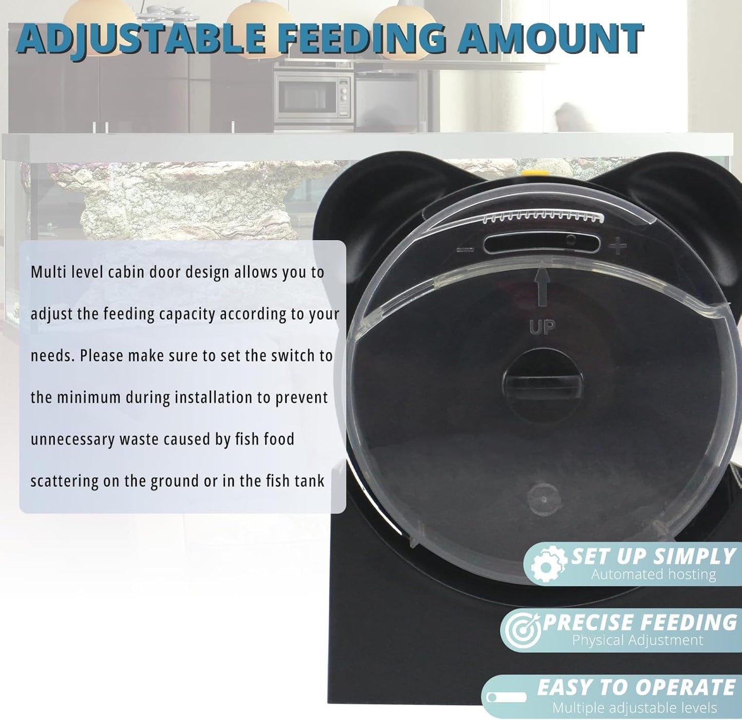 Fish Feeders for Aquariums LCD Display,Automatic Feeder USB,Up to 24 Feedings A Day, with Food Containers 280 ML Capacity, Fish Feeding Ring, Suitable for Vacation Weekend Day