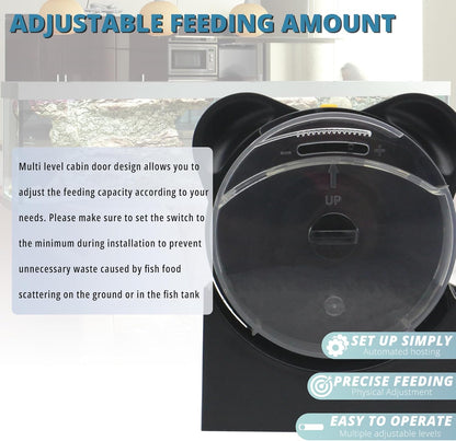 Fish Feeders for Aquariums LCD Display,Automatic Feeder USB,Up to 24 Feedings A Day, with Food Containers 280 ML Capacity, Fish Feeding Ring, Suitable for Vacation Weekend Day