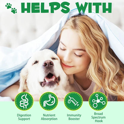 Natural Broad Spectrum Treatment for All Dogs, Herbal Cleanse, Digestive Support for All Breeds, Gut Health, Supplement Drops Enhanced with Probiotics for Puppy & Peros, Supplement Drops