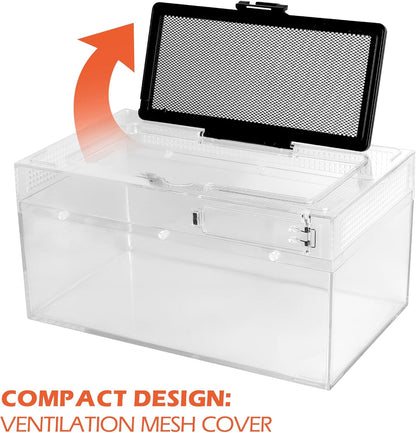 AZV Habitat Terrarium Enclosure Small and Reptile PC Tank Terrarium Amphibian Turtle Tank Starter Kit Habitat Enclosure Cage 7x11x5 inch