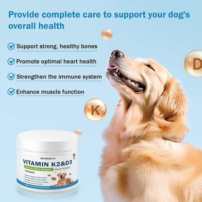 Vitamin K2 & D3 Supplement for Dogs – 60g | Vitamin Complex Supports Strong Bones, Cardiovascular Health, & Immune Function | Vitamins K for Dogs, Vitamins K1 & K2 (MK4 & MK7) + Vitamins D3