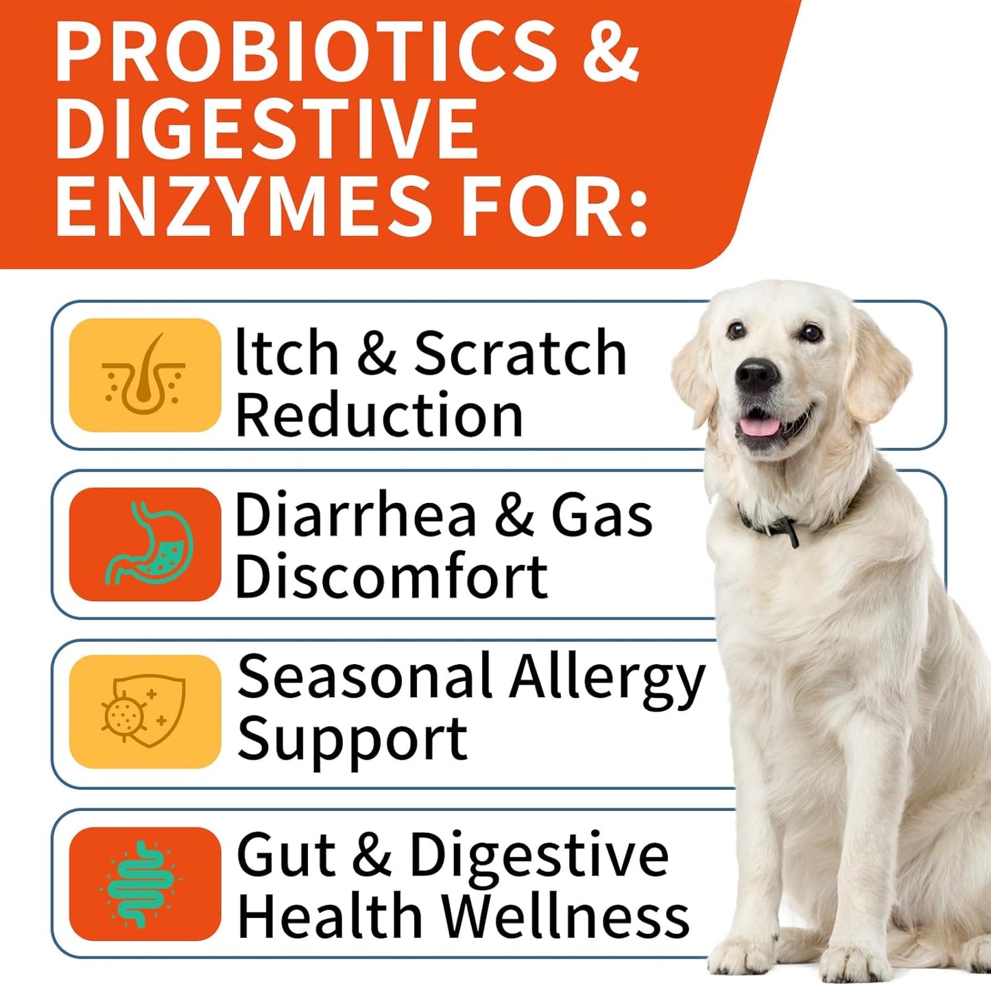 Probiotics for Dogs, Improve Itchy Skin Itchy Ears, Gut Health, Yeast Balance, Allergies, Immunity, Dog Probiotics and Digestive Enzymes with Prebiotics, Reduce Diarrhea (180 Chews, Duck)