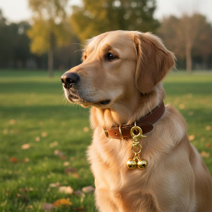 2Pcs Gold Bells for Dog Collars, Cat Bell for Pet Collar, Extra Loud Collar Bell, Training Collar Charm with Heavy Duty Snap Clips, Pet Pendant Accessories for Pet Tracking Anti Lost Training
