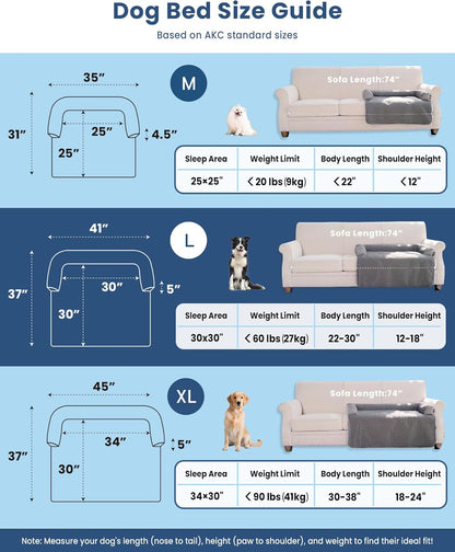 Large Cooling Dog Bed – 41 x 37 inch Waterproof Couch Cover for Dogs Washable, Non-Slip Bottom, Self Cooling Mat for Dogs, Durable & Non-Gel, Dog Couch Bed for Sofa Floor Car, Cooling Grey
