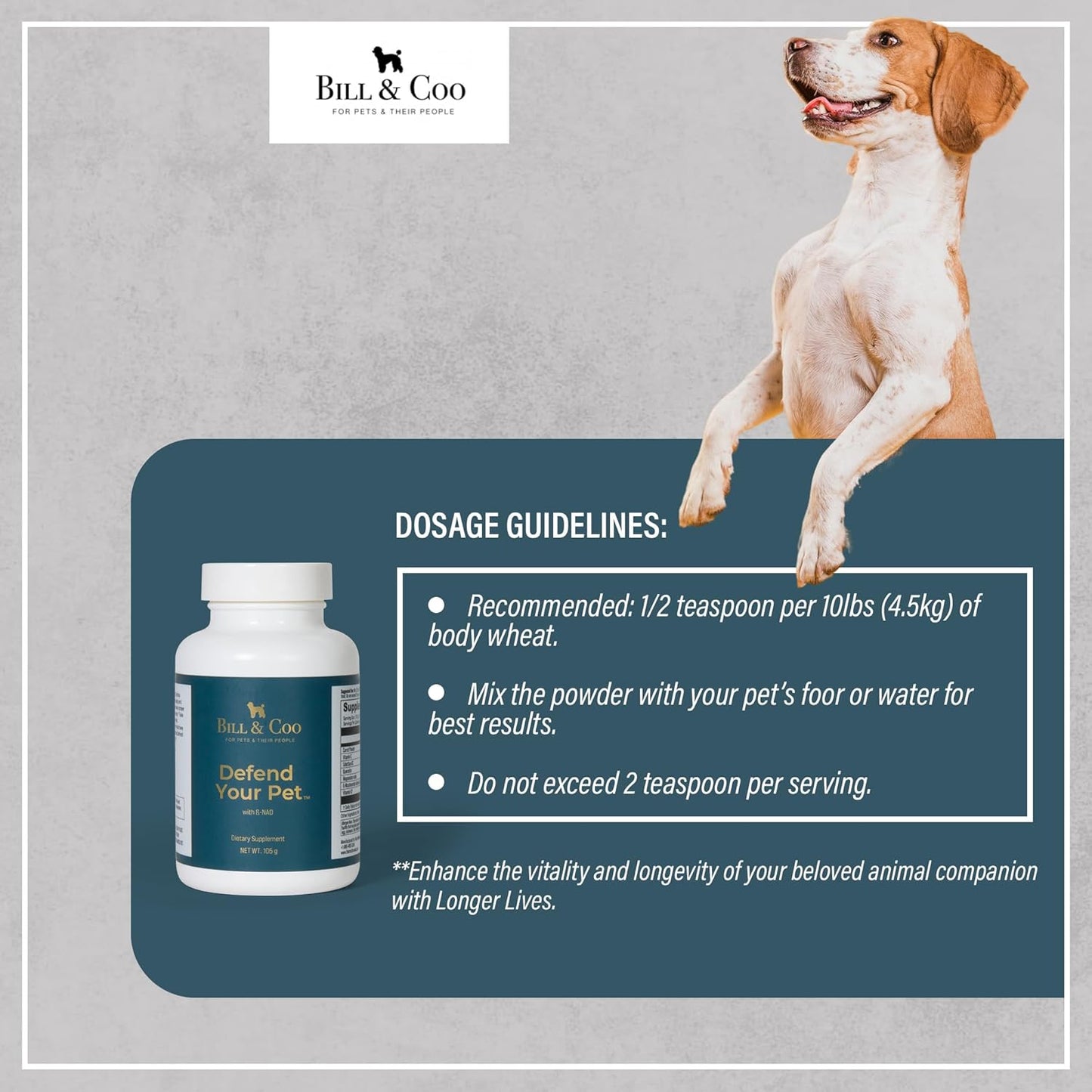 BILL & COO Complete Pet Wellness Bundle – Probiotic & Prebiotic Gut Support + NAD Immune Booster – Daily Digestive & Cellular Health Supplements for Dogs & Cats – Natural Powder Formula, 3-Pack