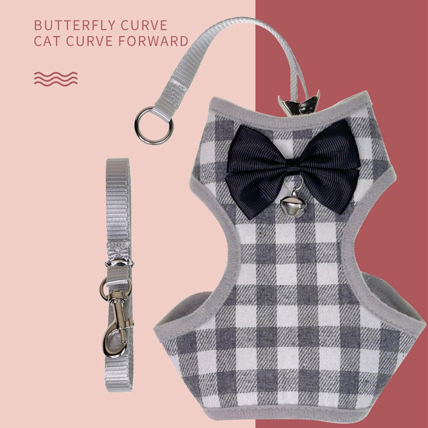 Cat Harness,Pet Escape Proof Walking Vest Strap,Adjustable Breathable Cat Vest Harness Jacket,Cat Clothes (Black, M)