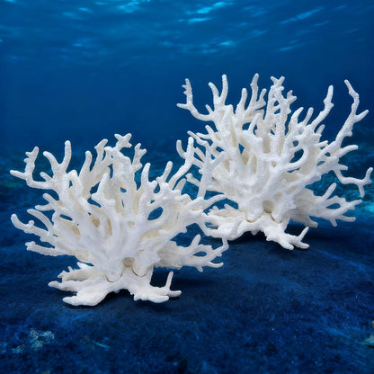 2 Pcs Artificial Aquarium Coral Reef Decor Faux Fish Tank Decoration Ornament Landscape Accessories White