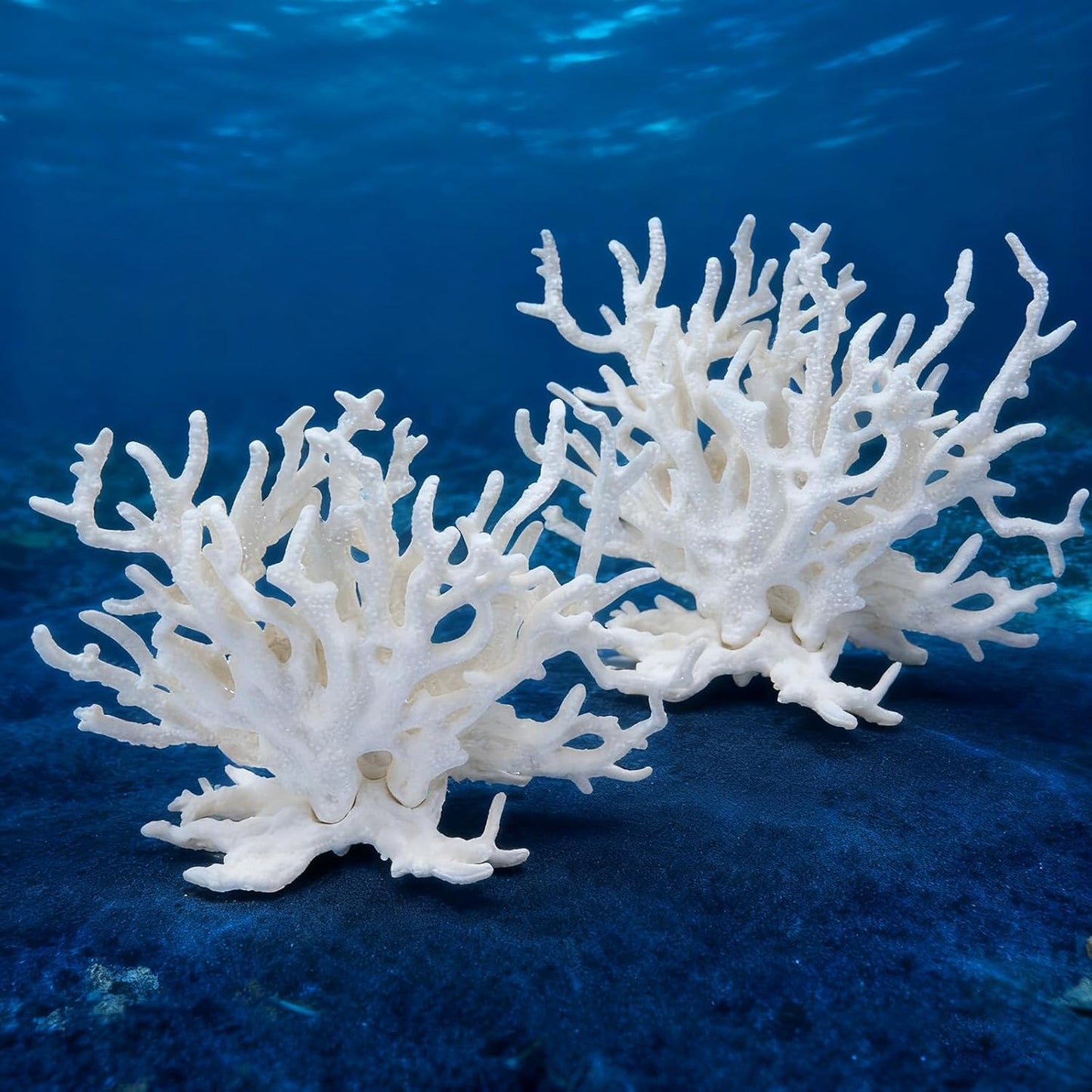 2 Pcs Artificial Aquarium Coral Reef Decor Faux Fish Tank Decoration Ornament Landscape Accessories White