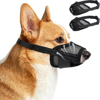 2PCS Dog Muzzles, Breathable Mesh Muzzle for Small Dogs, Adjustbale Soft Muzzle to Prevent Biting Barking Eating Chewing, Dog Mouth Guard for Grooming