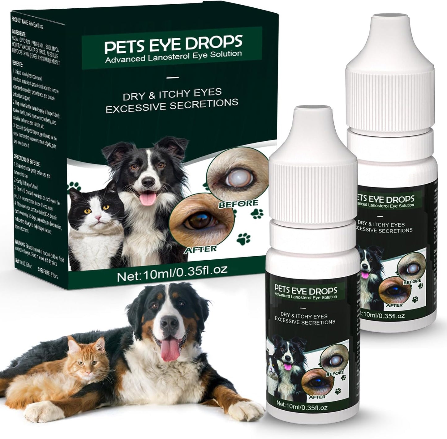 BrennenstuhlCataract Drops for Dogs - Pet Dog Eye Drops for Relieving Eye Itching and Clean Tear Stains - Removing Eye Stains - Improving Clarity - All Natural Pet Eye Health Care (2 X 10 ml)