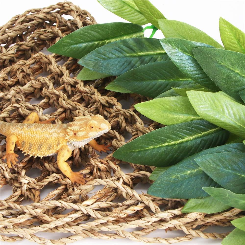 SLSON Reptile Plants Hanging Silk Terrarium Plant with Suction Cup for Bearded Dragons,Lizards,Geckos,Snake Pets and Hermit Crab Tank Habitat Decorations,Small Size,12 inches Green