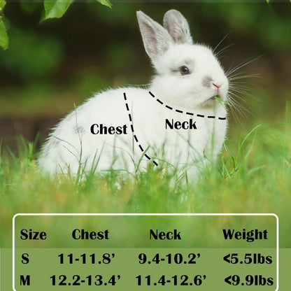 Rabbit Harness and Leash Set Escape Proof, Adjustable Soft Padded Vest, Breathable Mesh Bunny Harness with Reflective Strap, Safe for Small Animals(Green,M)
