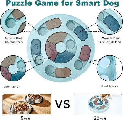 Dog Puzzle Toys & Lick Mat for Dogs, Interactive Toys for IQ Training, Dog Treat Puzzle Toys Slow Feeder for Mental Stimulating, Pet Food Puzzle Feeder Toys for All Breeds