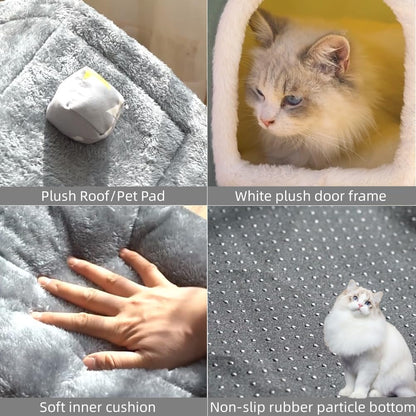 Dog House Indoor Memory Sponge, Foldable Dog House Kennel Bed Mat with Cushion for Small Medium Large Dogs Cats, Winter Warm Cat Nest Puppy Cave Sofa Pet Products (Large)