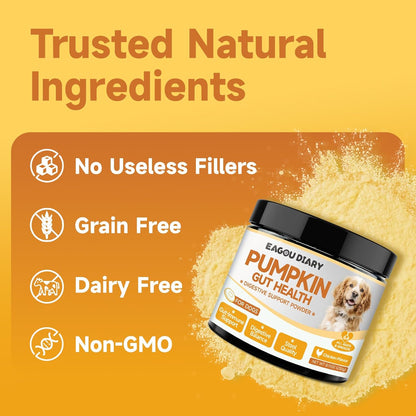 Pumpkin for Dogs - Pumpkin Powder for Dogs 8.11OZ, Digestion, Gut Health, Constipation Diarrhea Relief - Probiotics, Cranberry, Blueberry, Enzymes, Fiber Supplement Dog, to Make Pumpkins Puree for Dog