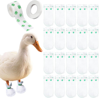 Disposable Boots for Real Duck Feet, Bumble Foot for Duck Supplies with Bandage, Large Size (Green, 20 PCS)
