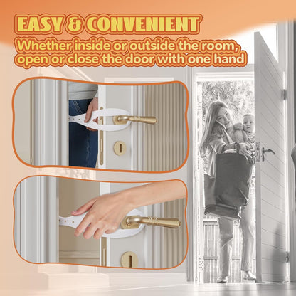 Cat Door Latch, 2 Pcs Cat Door Stopper Pet Door Latch to Keep Dog Out of Litter Box and Food, Door Prop for Cat with 5 Adjustable Size Strap 2.5-6" Wide, No Measuring, Easy to Install, White