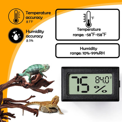 2 PCS Rectangle Reptile Thermometer and Humidity Gauge for Bearded Dragon Accessories, Reptile Tank Accessories for Jumping Spider, Leopard Gecko, Hermit Crab, Gecko, Ball Python, Lizard