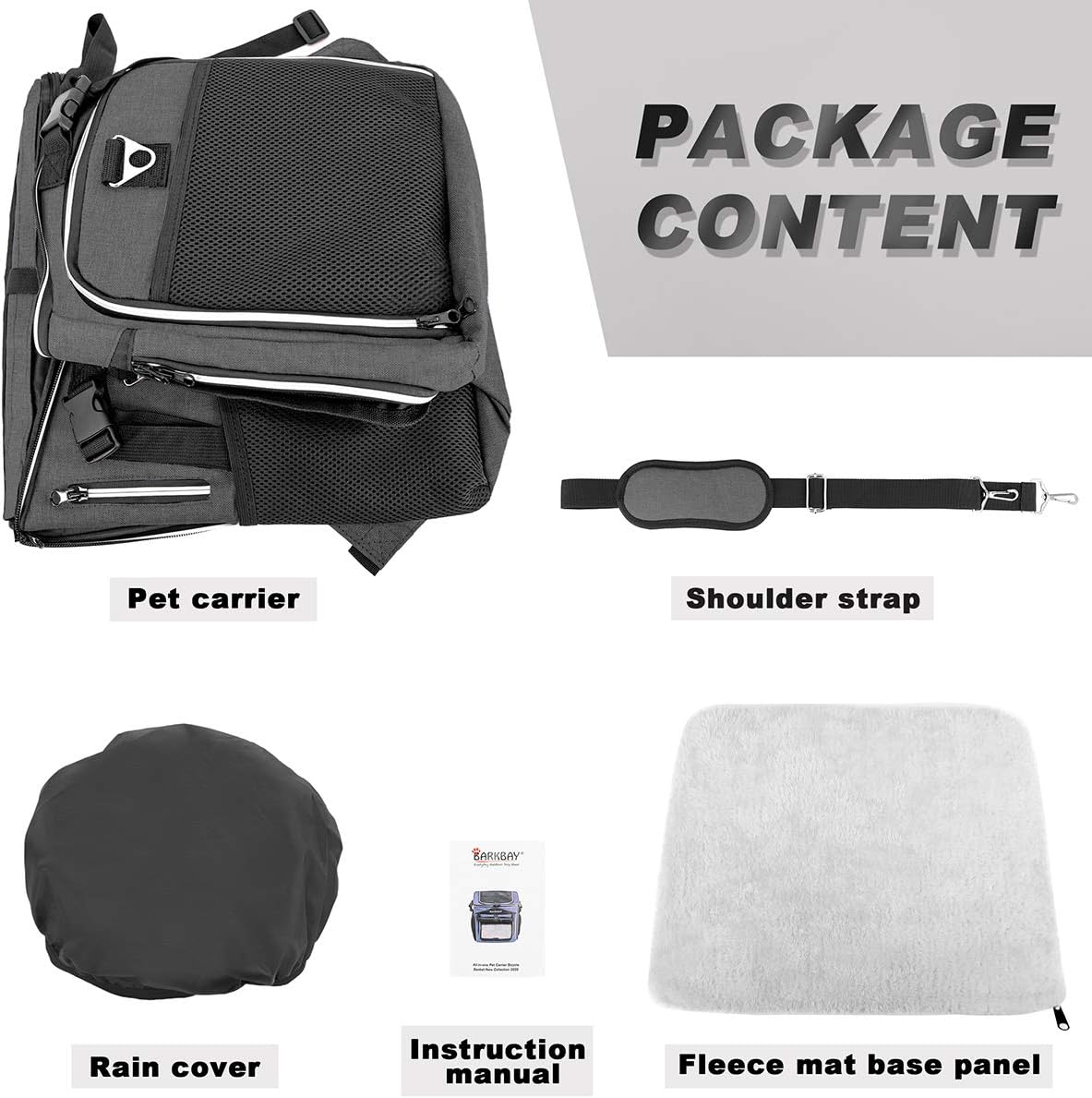 Dog Bike Basket Carrier, Expandable Foldable Soft-Sided Dog Carrier, 2 Open Doors, 5 Reflective Tapes, Pet Travel Bag,Dog Backpack Carrier Safe and Easy for Small Medium Cats and Dogs(Black)