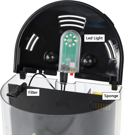 AQUANEAT Fish Tank, 1.2 Gallon Aquarium, Small Betta Fish Tank Starter Kit with LED Light and Water Filter Pump, Round