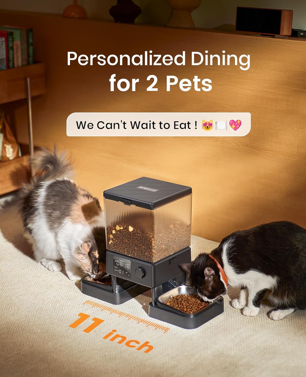 oneisall Automatic Cat Feeder for 2 Cats, 20 Cups/5L Automatic Cat Food Dispenser for Small Pets Indoor, Timed Cat Feeder for Dry Food