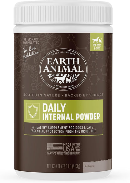 Earth Animal Apothecary Natural Flea & Tick - Daily Internal Powder Supplement for Dogs & Cats - 1 lb