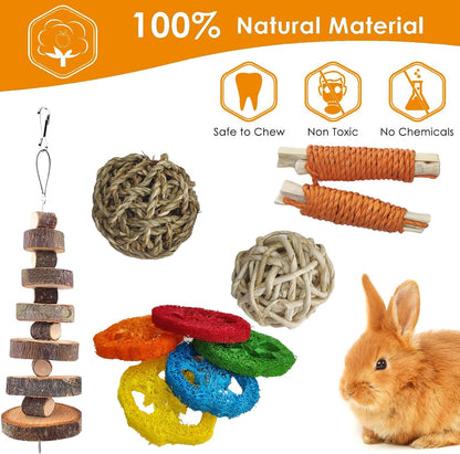 Toys for Rabbit Toys Bunny/Guinea Pig Toys,Bunny Chew Toys for Teeth, Natural Rabbit Toys Apple Wood,Handmade for Guinea Pig Hamster Rat Chinchilla Small Animals Teeth Grinding 20 Pack