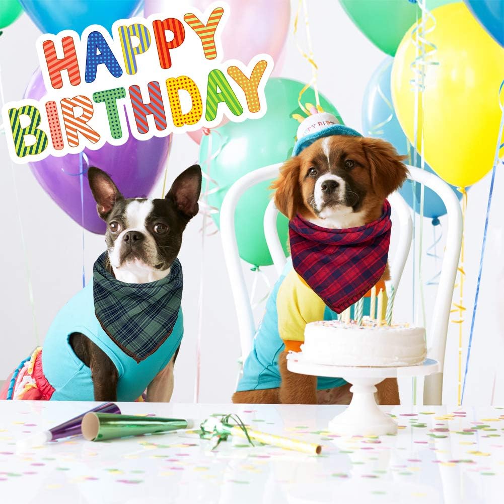 Christmas Dog Bandanas, 6PCS Plaid Holiday Dog Bandanas for Boy Girl, Washable Reversible Cotton Bibs Scarf, Adjustable Square Pet Kerchief Birthday Christmas Gift for Small to Large Dogs Puppy Cats