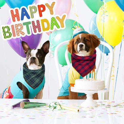 Christmas Dog Bandanas, 6PCS Plaid Holiday Dog Bandanas for Boy Girl, Washable Reversible Cotton Bibs Scarf, Adjustable Square Pet Kerchief Birthday Christmas Gift for Small to Large Dogs Puppy Cats