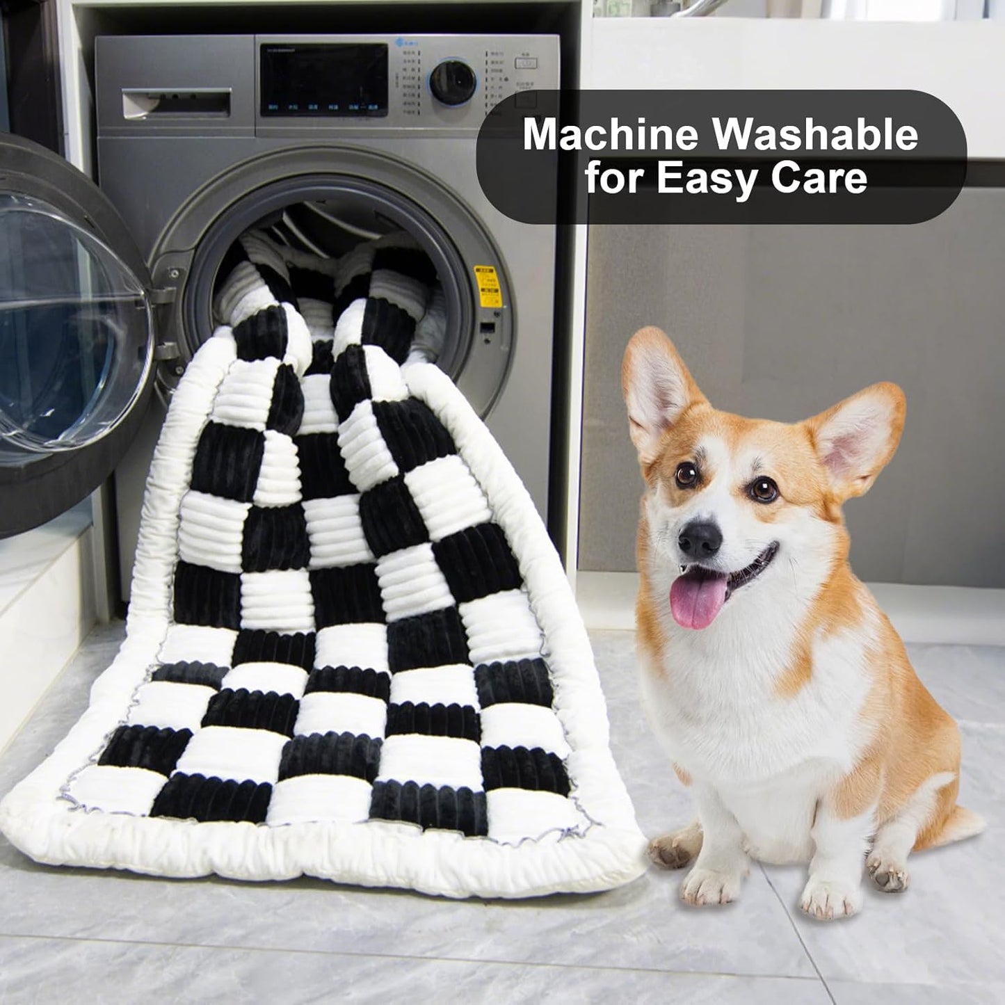 Backseat Pet Bed Mat Non-Slip Dog Car Seat Cover Scratch Chew Resistant Dog Blanket for SUVs, Trucks & Sedans 23" x 51" Easy Clean Comfortable Car Travel Pet Pad, Black and White