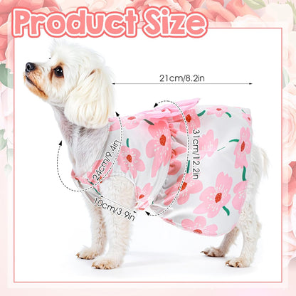 Dog Floral Dress, Cute Dog Dresses with Pink Bow, Pet Princess Dresses, Pink Floral Dogs Cat Clothes, Spring Summer Pet Clothes for Chihuahua, Yorkie, Puppy and Small Cats (XS Size)