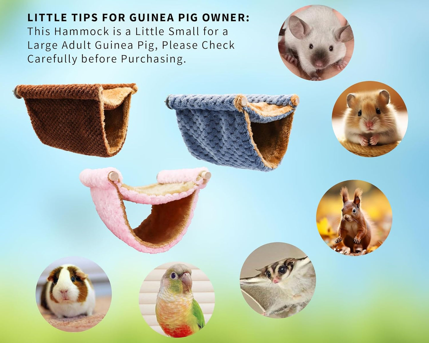Rat Cage Accessories, Rat Hammock with Warm Soft Fluff, Rat Hammock for Cage, Birds Nest, Sleeping Bed, Cage Accessories for Rat, Hamster, Squirrel, Conure, Sugar Glider, Small Guinea Pig