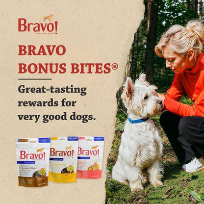 Bravo! Bonus Bites Single Ingredient Freeze Dried Raw Dog Treats, Venison Liver, 3 Ounce, High Protein, Grain Free, Gluten Free