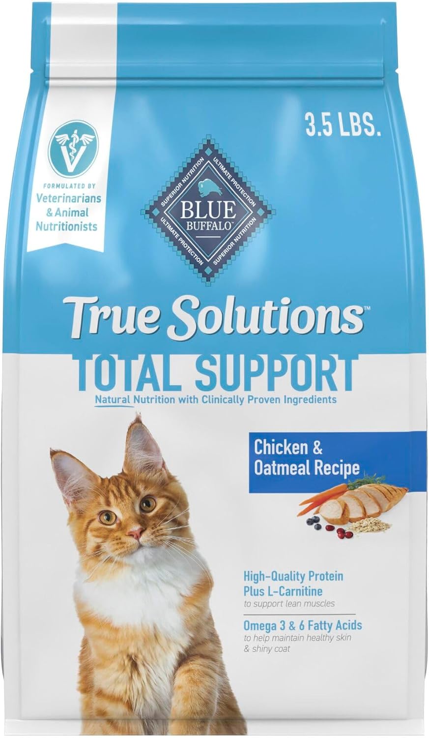 Blue Buffalo True Solutions Total Support Natural Dry Cat Food for Adult Cats, Chicken, 3.5-lb. Bag