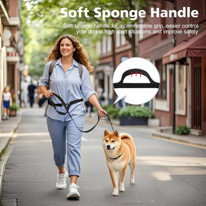 Hands Free Dog Leash, 8.5ft Versatile Crossbody Waist with 3 Rings for Puppy, Small & Medium Dogs, Easy Adjust for Running Jogging Walking, Sponge Handle, Black