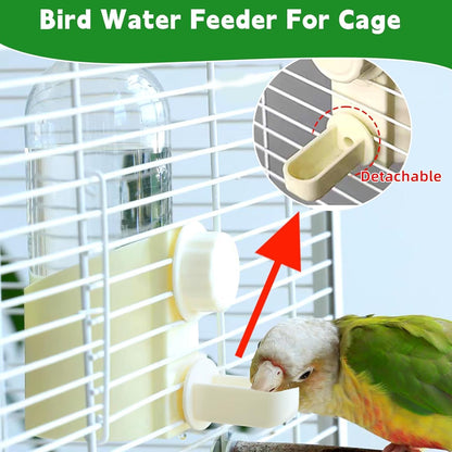 Parrot Water Feeder Bird Water Bottle Parrot Food Feeder with Perch Stand Bird Cage Accessories for Parakeet Budgie Lovebirds Cockatiel