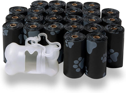 Best Pet Supplies Dog Poop Bags (360 Bags) for Waste Refuse Cleanup, Doggy Roll Replacements for Outdoor Puppy Walking and Travel, Leak Proof and Tear Resistant, Thick Plastic - Black