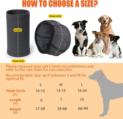 SlowTon Quiet Ears Dog Hoodie - 2 Pcs Ear Wrap Dog Ear Muffs Noise Protection, Anxiety Relief Dogs Hat Calming Hood Head Cover, Pet Headband Dogs Ear Protector for Grooming, Force Drying (Grey,S)