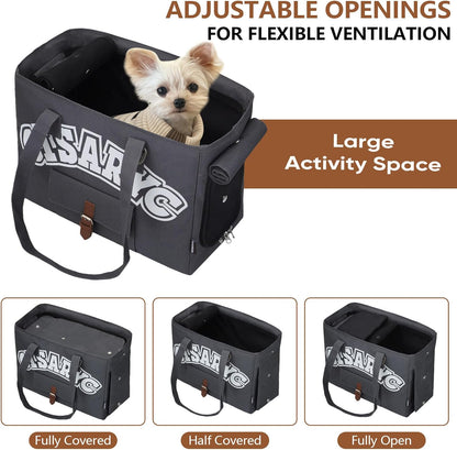 Dog Purse Carrier for Small Dogs, Cats and Puppies – Soft-Sided Foldable Pet Travel Bag with Multi Pockets, 3-Sided Mesh & Rollable Cover for Nervous Cats, Fits Pets up to 15 lbs (Grey)