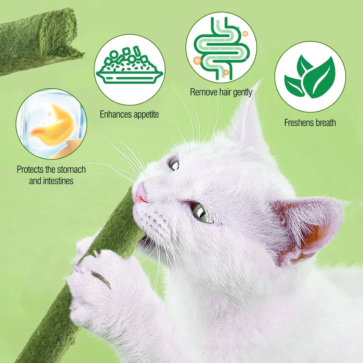 HavenJanny 50g/1.76oz Cat Grass Teething Stick, Cat Grass Stick Canned for Indoor Cats, Cats Treats Hairball Relief and Teeth Cleaning
