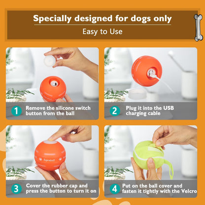 PetDroid Interactive Dog Toys Dog Ball,[2025 Newly Upgraded] Durable Motion Activated Automatic Rolling Ball Toys for/Small/Medium/Large Dogs,USB Rechargeable(Orange)