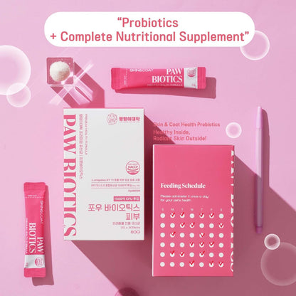 Pawbiotics Skin & Coat Probiotic Powder for Dogs (2.1 oz, 30 Sticks) – with KT-11 Postbiotic, Collagen & Hyaluronic Acid – Supports Gut, Immune & Skin Health – Natural Blueberry Flavor, Made in Korea