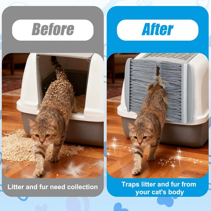 Mity rain Cat Litter Mat Broom for Litter and Cat Hair Remove, Easy to Clean Litter Box Accessories with Broom Design, Gift for People Who Love Cats