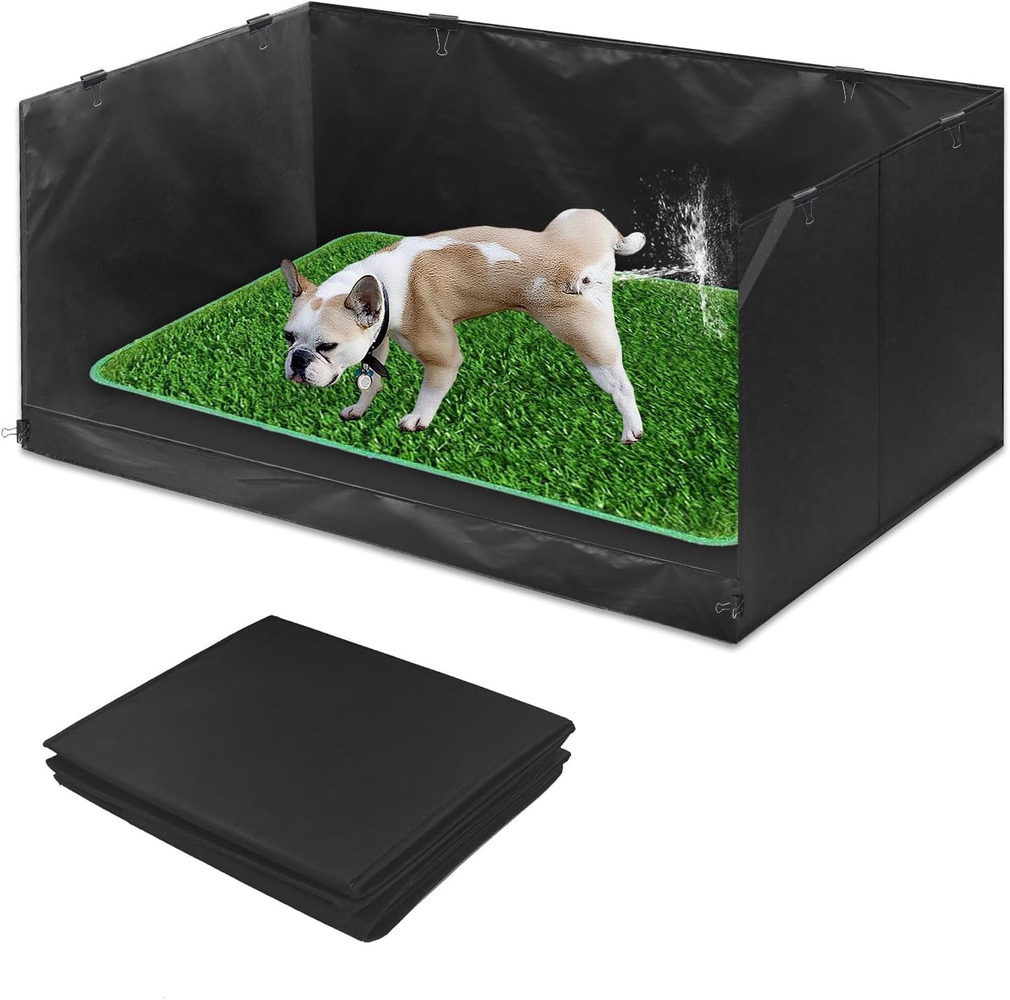 High Walls Dog Pee Pad Holder with Artificial Grass Foldable Indoor Dog Potty Tray 15.7 * 23.6 * 35.4 Inch Dogs Litter Box with Waterproof Liner for Puppies Small and Medium Dogs