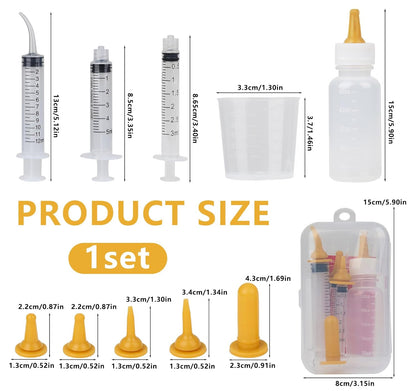 1pcs Kitten Bottle Feeding Kit,Kitten Supplies with 50ml Nursing Bottle, 3、5、10ml Feeding Syringe & Soft Nipples for Kittens, Pet Owners & Rescuers Caring for Orphaned