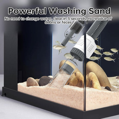 Fish Tank Cleaner, Aquarium Vacuum Gravel Cleaner Electric -6-in-1 Automatic Removable Vacuum with Adjustable 30W Motor Efficient Cleaning White1
