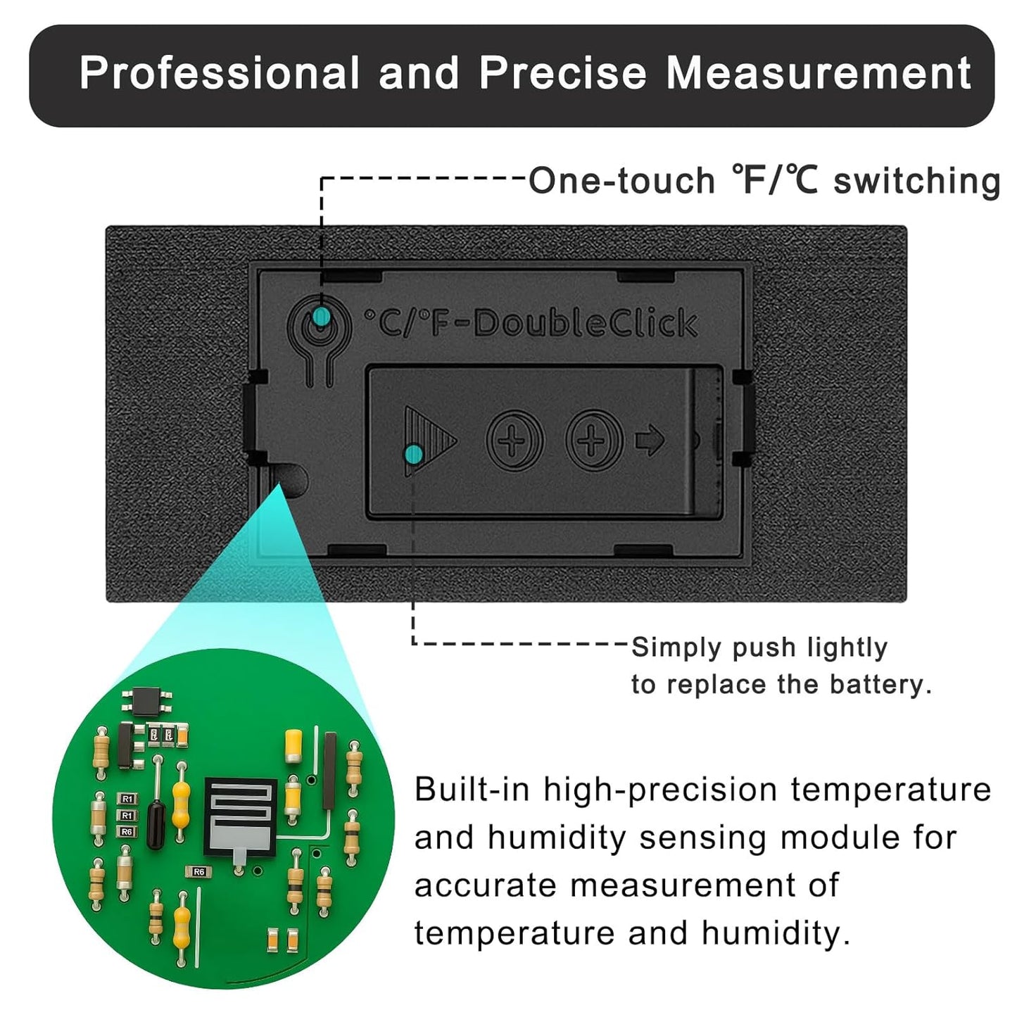 2pcs Magnetic Reptile Thermometer and Humidity Gauge,Fast Accurate Hygrometer Thermometers Terrarium Tank Accessories,for Bearded Dragon,Jumping Spider,Snake,Tortoise,Crab,Ball Python,Gecko (Black)