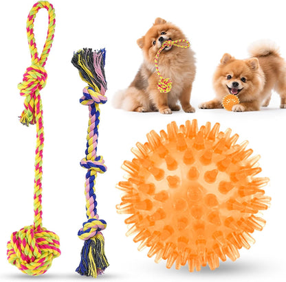 Puppy Toys for Small Dog with Rope Toys and Squeaky Ball