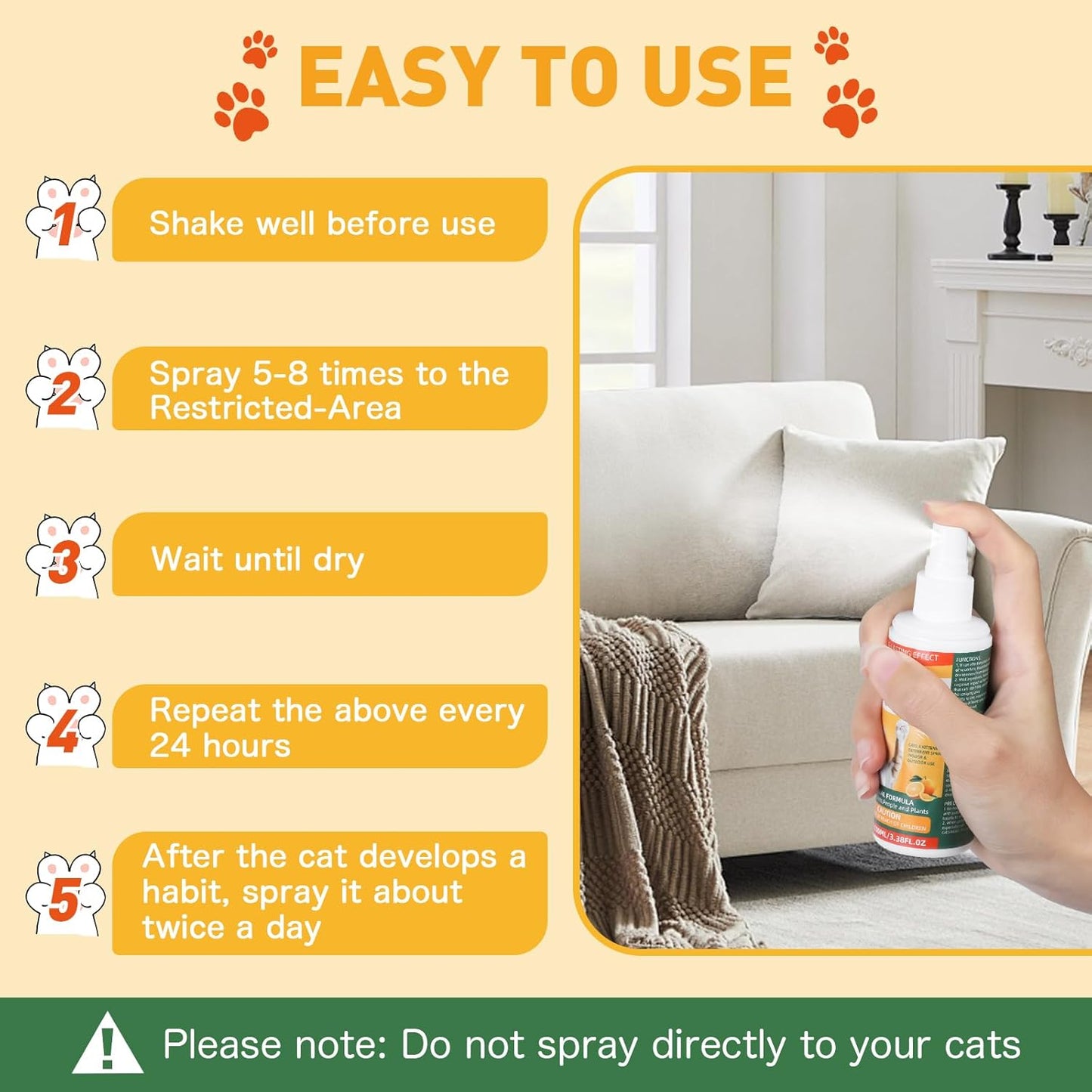 Cat Repellent Spray, Cat Deterrent Spray - Indoor & Outdoor Training Safe, Protect Furniture, Sofas, Rugs, Restricted Areas-for Behavior, Natural, Effective - New Formula 9